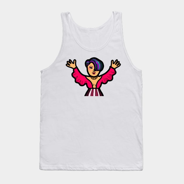 Happy young Asian lesbian woman celebrate feminine freedom. Tank Top by Nalidsa